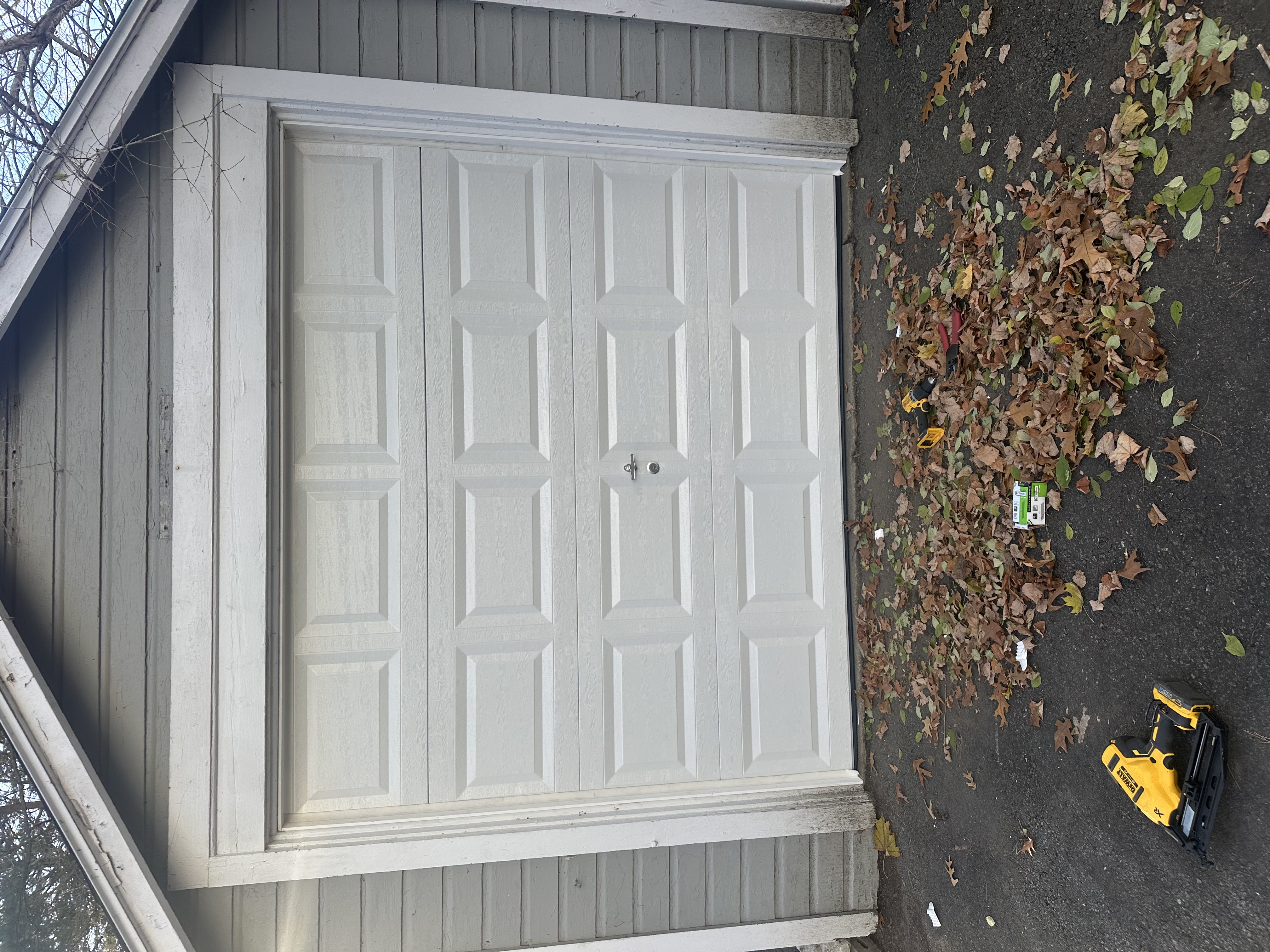 White residential garage door
